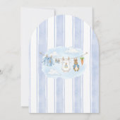 Cute Bunny Boy Clothesline Baby Shower Einladung (Rückseite)