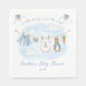 Cute Bunny Boy Clothesline Baby Shower Serviette (Vorderseite)
