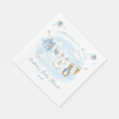 Cute Bunny Boy Clothesline Baby Shower Serviette (Ecke)