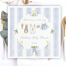 Cute Bunny Boy Clothesline Baby Shower Serviette