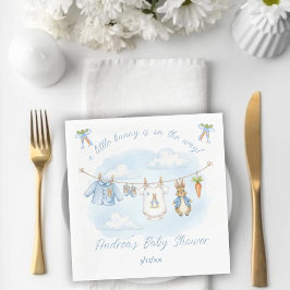 Cute Bunny Boy Clothesline Baby Shower Serviette
