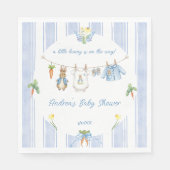 Cute Bunny Boy Clothesline Baby Shower Serviette (Vorderseite)