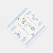Cute Bunny Boy Clothesline Baby Shower Serviette (Ecke)