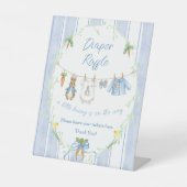 Cute Bunny Boy Clothesline Diaper Raffle Sign Sockelschild (Vorderseite)