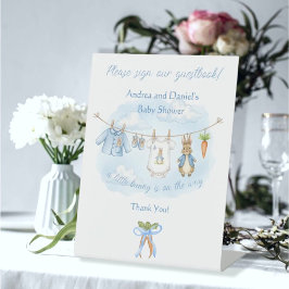 Cute Bunny Boy Clothesline Sign Our Guestbook Sign Sockelschild