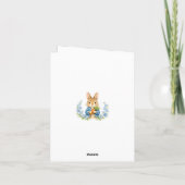Cute Bunny Boy Floral Blue Bow Baby Shower Dankeskarte (Rückseite)