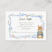 Cute Bunny Boy Floral Blue Bow Diaper Raffle Begleitkarte (Vorderseite)