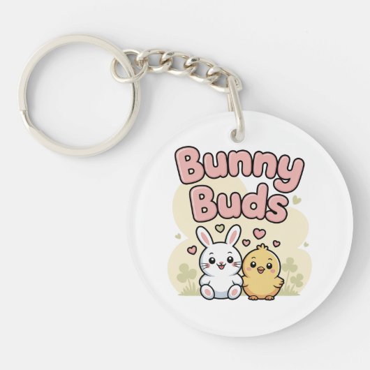 Cute Bunny Buds Easter Keychain Schlüsselanhänger (Vorderseite)