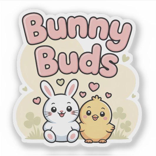 Cute Bunny Buds Easter Sticker (Vorderseite)