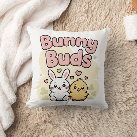 Cute Bunny Buds Easter Throw Pillow Kissen (Decke)