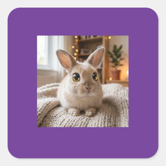 Cute bunny card quadratischer aufkleber (Vorderseite)
