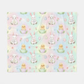 Cute Bunny Chick & Lamb Easter Pattern Fleecedecke (Vorderseite (Horizontal))