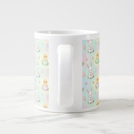Cute Bunny Chick & Lamb Easter Pattern Jumbo-Tasse (Rückseite)