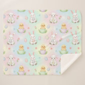 Cute Bunny Chick & Lamb Easter Pattern Sherpadecke (Vorderseite (Horizontal))