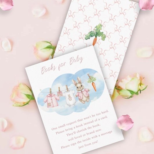 Cute Bunny Clothesline Baby Shower Book Request Begleitkarte