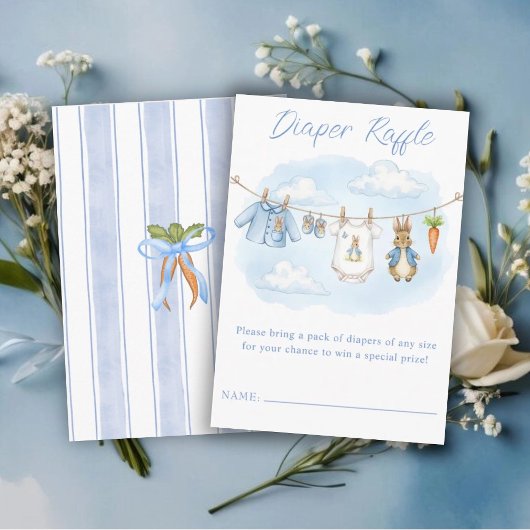 Cute Bunny Clothesline Baby Shower Diaper Raffle Begleitkarte