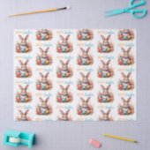 Cute Bunny Colorful Eggs Flowers Happy Easter Seidenpapier (Basteln)