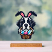 Cute Bunny Ear Saint Bernard Dog Easter Egg Owner  Acrylschild (Neutral)