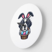 Cute Bunny Ear Saint Bernard Dog Easter Egg Owner  Große Wanduhr (Winkel)
