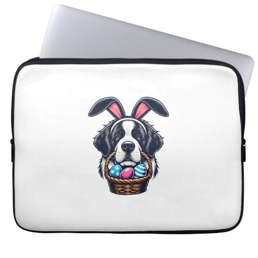 Cute Bunny Ear Saint Bernard Dog Easter Egg Owner  Laptopschutzhülle (Vorderseite)