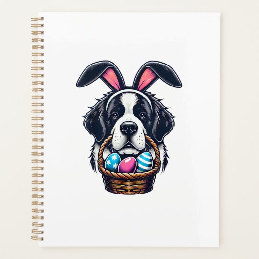 Cute Bunny Ear Saint Bernard Dog Easter Egg Owner  Planer (Vorderseite)
