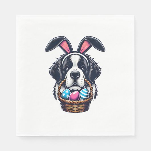 Cute Bunny Ear Saint Bernard Dog Easter Egg Owner  Serviette (Vorderseite)