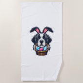 Cute Bunny Ear Saint Bernard Dog Easter Egg Owner  Strandtuch (Vorderseite)