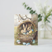 Cute Bunny Easter Eggs  Feiertagspostkarte (Stehend Vorderseite)