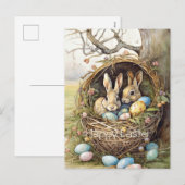 Cute Bunny Easter Eggs  Feiertagspostkarte (Vorne/Hinten)