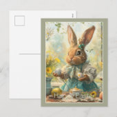 Cute Bunny Easter Eggs  Feiertagspostkarte (Vorne/Hinten)