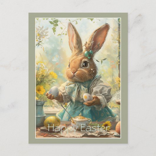Cute Bunny Easter Eggs  Feiertagspostkarte (Vorderseite)