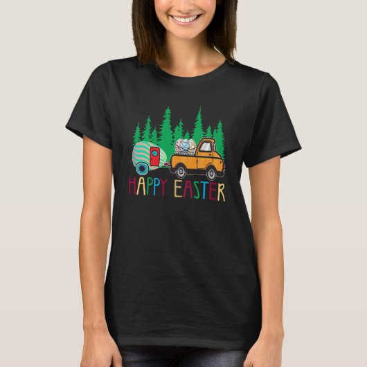 Cute Bunny Eggs Easter Camping Happy Easter Day Ca T-Shirt (Vorderseite)