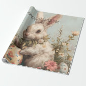 Cute Bunny Eggs Flowers Easter  Geschenkpapier (Ungerollt)