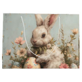 Cute Bunny Eggs Flowers Easter  Große Geschenktüte (Rückseite)