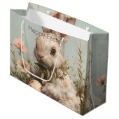 Cute Bunny Eggs Flowers Easter  Große Geschenktüte (Vorderseite Schrägansicht)