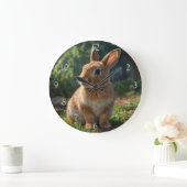 Cute Bunny English cottage garden Easter  Große Wanduhr (Zuhause)