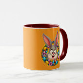 Cute Bunny Face – Easter Wreath Style caneca Tasse (VorderseiteRechts)