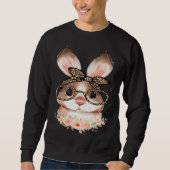 Cute Bunny Face Floral Leopard Print Glasses EAST Sweatshirt (Vorderseite)