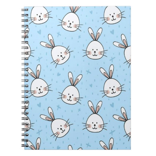 Cute Bunny Face Seamless Pattern Notizblock (Vorderseite)