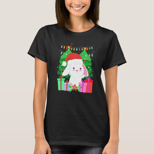 Cute bunny fir tree Christmas T-Shirt (Vorderseite)