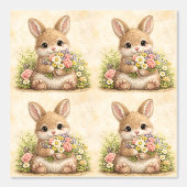 Cute Bunny Floral Pattern Wallpaper Tapete (Vorderseite)
