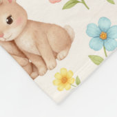 Cute Bunny Floral Spring Pattern Fleecedecke (Ecke)