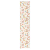 Cute Bunny Floral Spring Pattern Kurzer Tischläufer (Vorderseite)