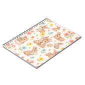 Cute Bunny Floral Spring Pattern Notizblock (Linke Seite)