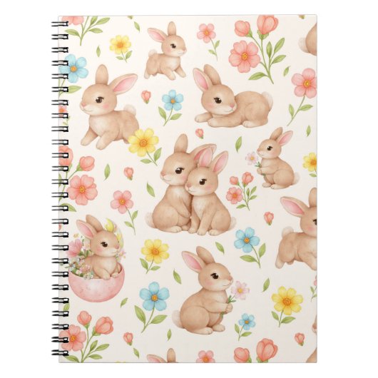Cute Bunny Floral Spring Pattern Notizblock (Vorderseite)