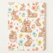 Cute Bunny Floral Spring Pattern Planer (Rückseite)