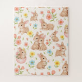 Cute Bunny Floral Spring Pattern Puzzle (Vertikal)
