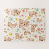 Cute Bunny Floral Spring Pattern Puzzle (Horizontal)