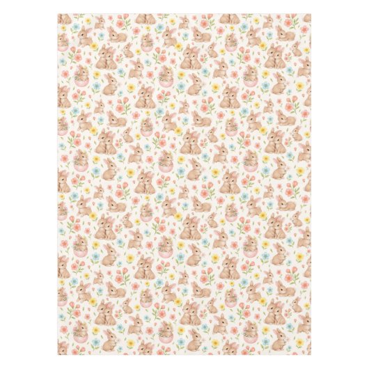Cute Bunny Floral Spring Pattern Tischdecke (Vorderseite)