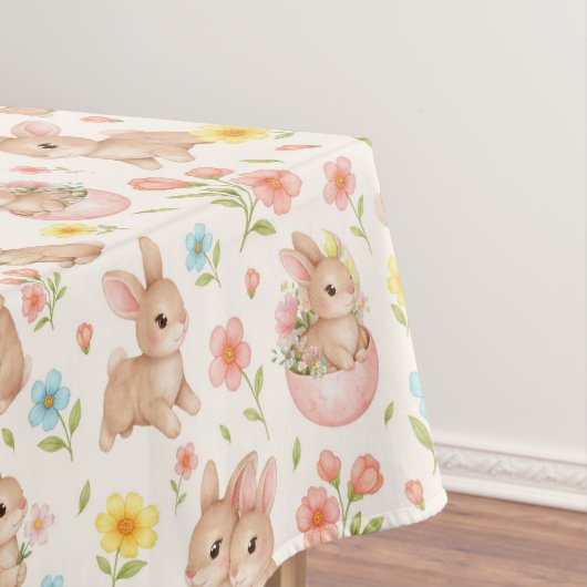 Cute Bunny Floral Spring Pattern Tischdecke (Beispiel)